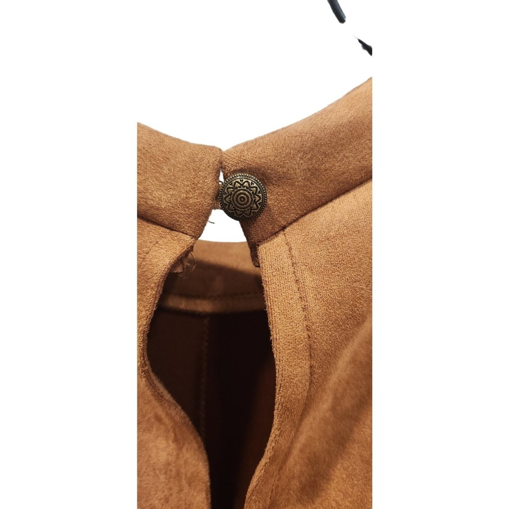 Soieblu Suede Feel Mock Neck Laser Cut Dress Brown Size Medium - Picture 7 of 8